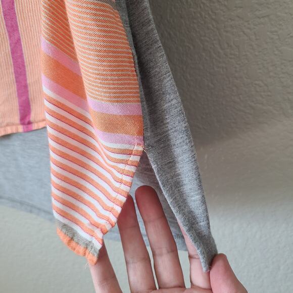 Dolan Left Coast Coastal Shirt Sz‎ Large Linen Maritime Preppy Striped Hi Low - Picture 6 of 11